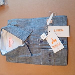 Inserch mens 100% Linen shirt. Sz XL. Blue chambray